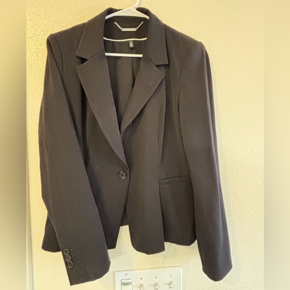 White House Black Market Classic Black Skirted Blazer/Jacket